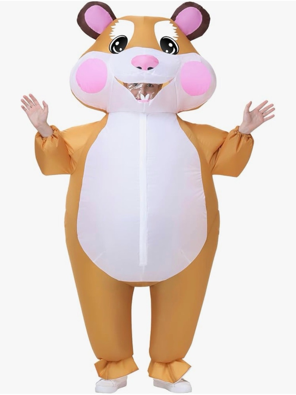 Kids Inflatable Hamster Costume - Brown & White Plush Character Sz fits 47”-59”